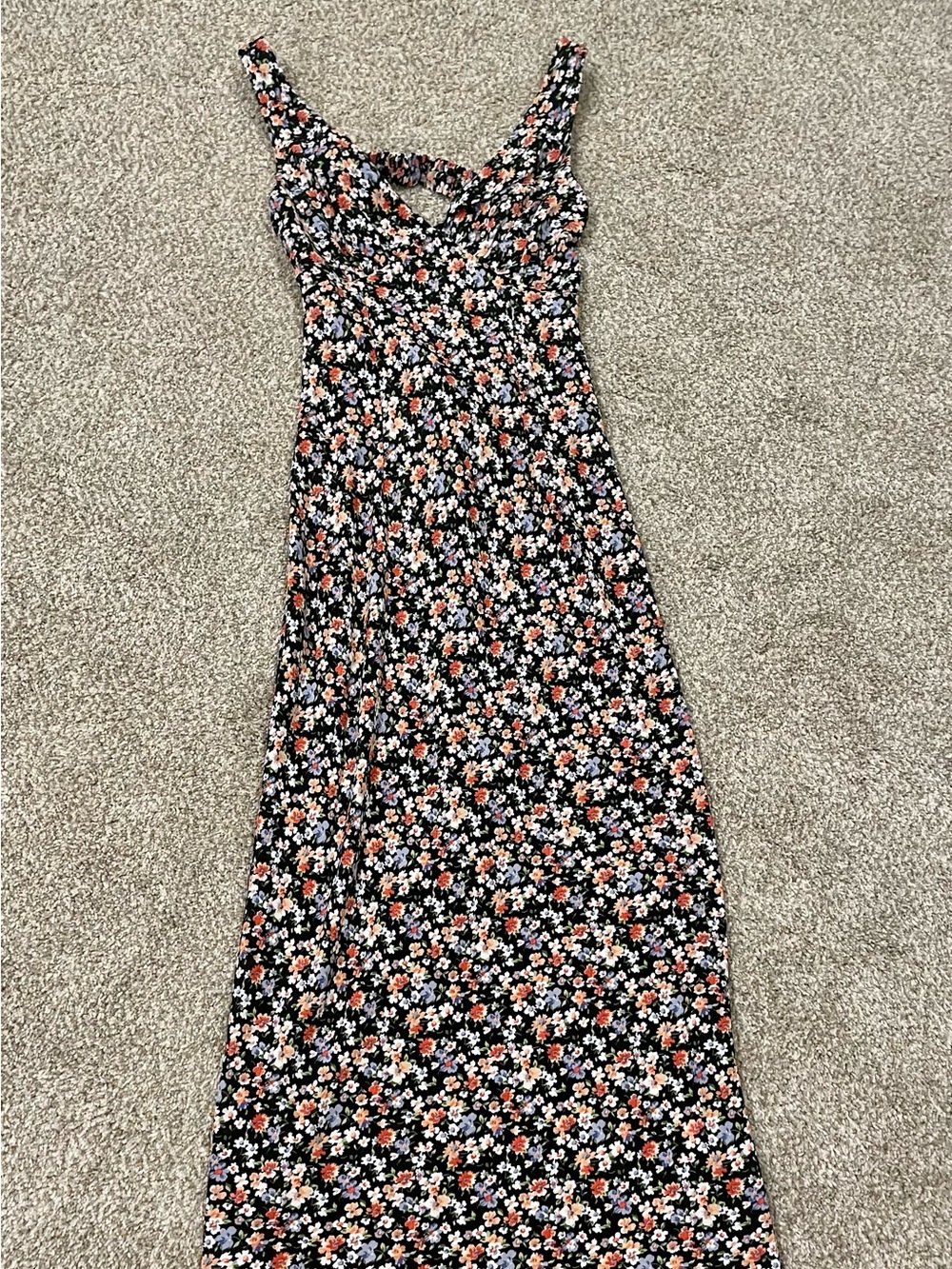 Princess Polly Black Maxi Dress with Orange, White & Lavender Floral Print